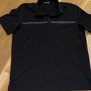 Travis Mathew Black Polo Shirt with Subtle Stripes